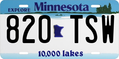 MN license plate 820TSW