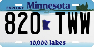 MN license plate 820TWW