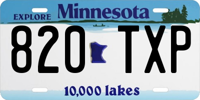 MN license plate 820TXP
