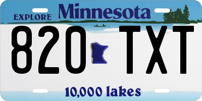 MN license plate 820TXT
