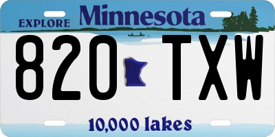 MN license plate 820TXW