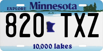 MN license plate 820TXZ