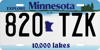 MN license plate 820TZK