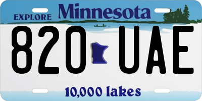 MN license plate 820UAE