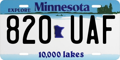 MN license plate 820UAF