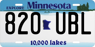 MN license plate 820UBL