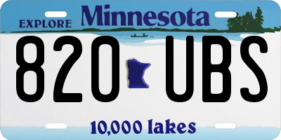 MN license plate 820UBS