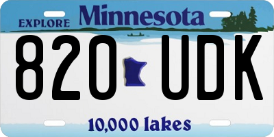 MN license plate 820UDK