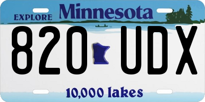 MN license plate 820UDX