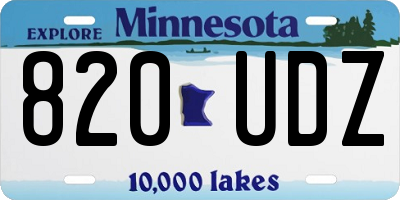 MN license plate 820UDZ