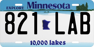 MN license plate 821LAB