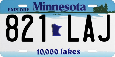 MN license plate 821LAJ