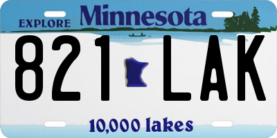 MN license plate 821LAK