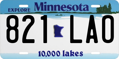 MN license plate 821LAO