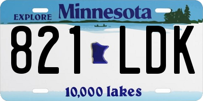 MN license plate 821LDK
