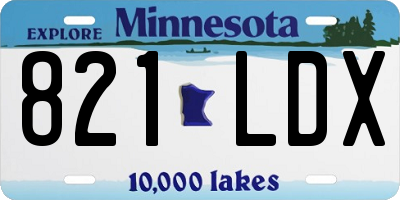 MN license plate 821LDX