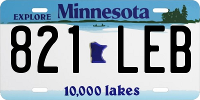 MN license plate 821LEB