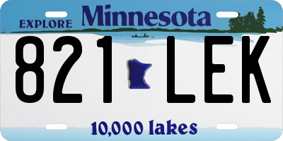 MN license plate 821LEK