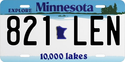MN license plate 821LEN