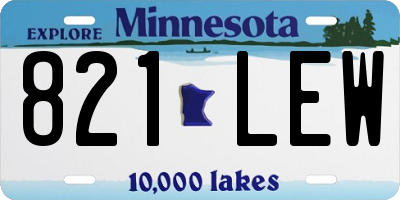 MN license plate 821LEW