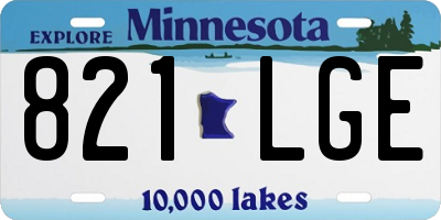 MN license plate 821LGE