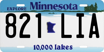 MN license plate 821LIA