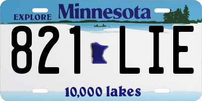 MN license plate 821LIE