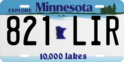 MN license plate 821LIR
