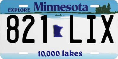 MN license plate 821LIX