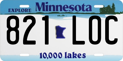 MN license plate 821LOC