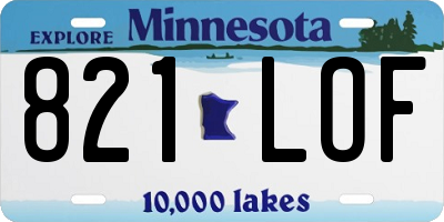 MN license plate 821LOF