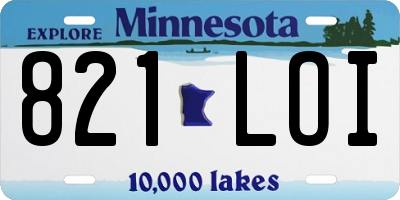 MN license plate 821LOI
