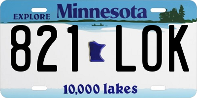 MN license plate 821LOK