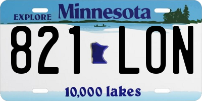 MN license plate 821LON