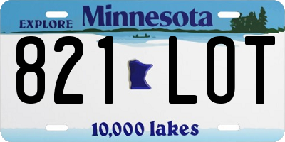 MN license plate 821LOT