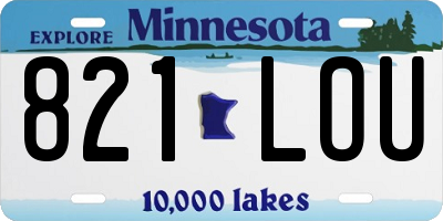 MN license plate 821LOU