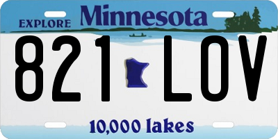 MN license plate 821LOV