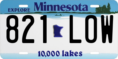 MN license plate 821LOW