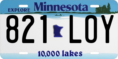 MN license plate 821LOY