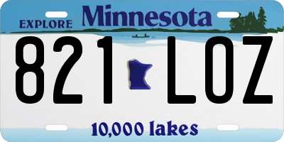 MN license plate 821LOZ