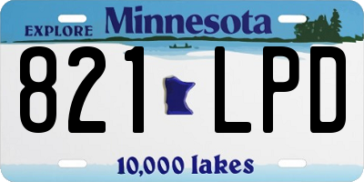 MN license plate 821LPD