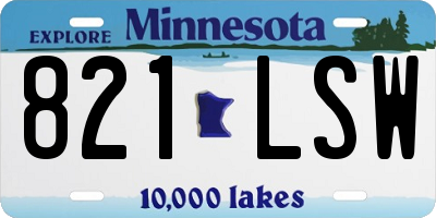 MN license plate 821LSW