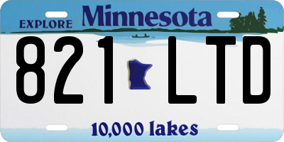 MN license plate 821LTD