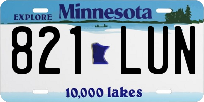MN license plate 821LUN