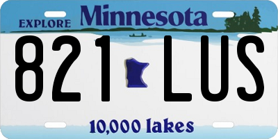 MN license plate 821LUS