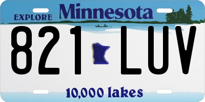 MN license plate 821LUV