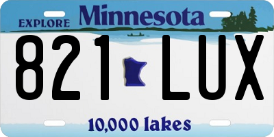 MN license plate 821LUX