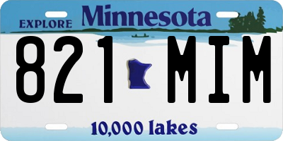 MN license plate 821MIM