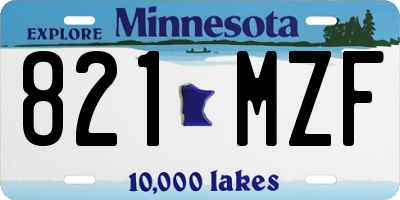 MN license plate 821MZF