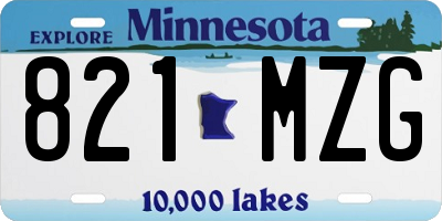 MN license plate 821MZG